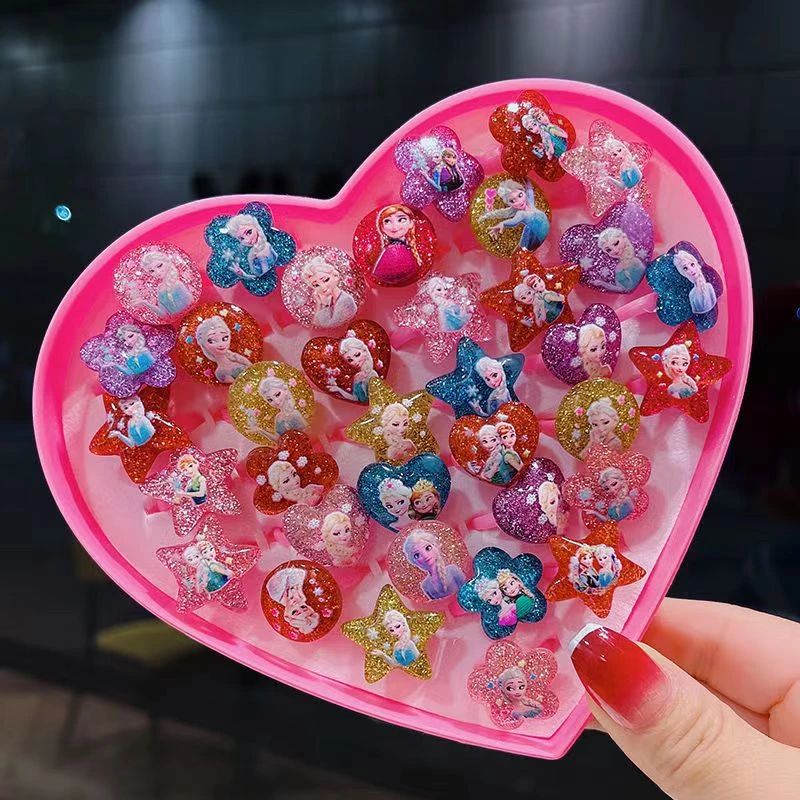 儿童戒指可爱艾莎公主卡通水晶饰品玩具礼物过家家女童宝石戒指