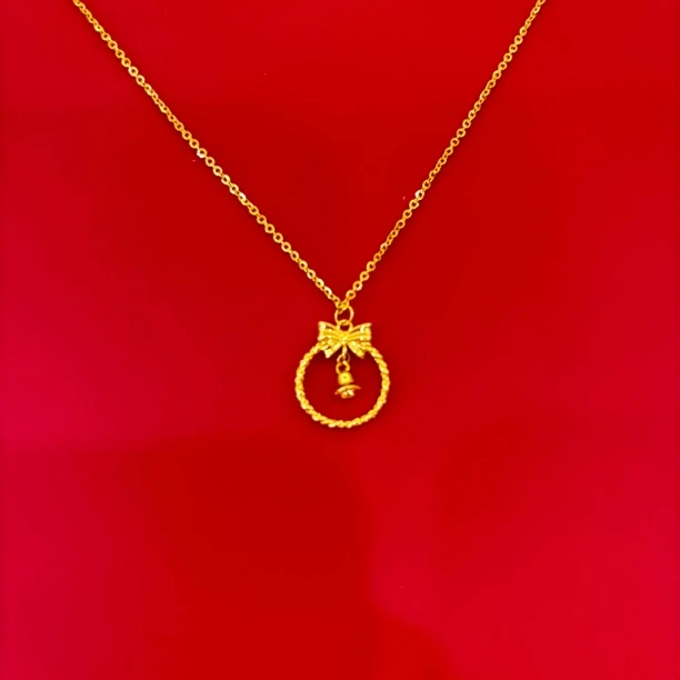 合金吊坠 坠链均足银 足银项链蝴蝶铃铛套链