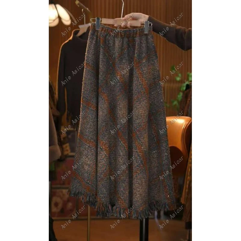 MJ313 秋冬季新款时尚百搭气质显瘦小众半身裙A字大摆裙FF