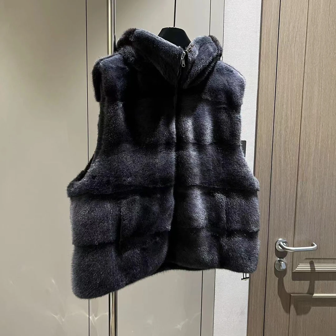 【大L】重磅外贸进口高奢重工设计师风水貂拼接羊绒羊毛马夹25964
