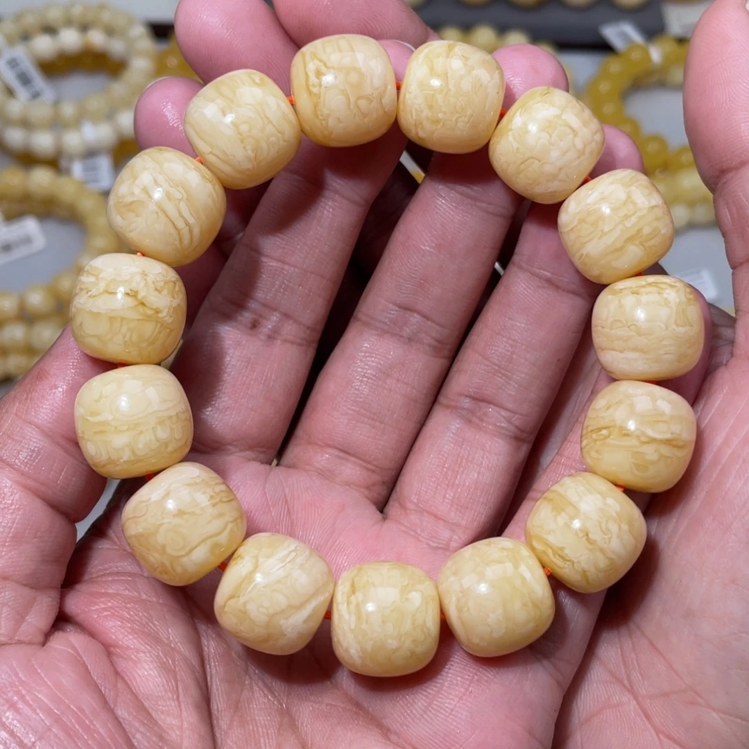 蜜蜡未镶嵌珠宝奇石16mm俄同料虎皮老型手串39.39