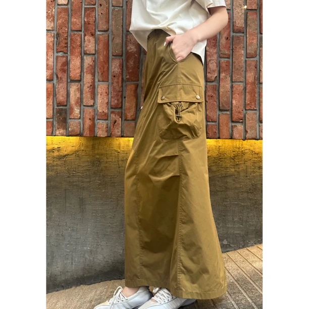 AMASS/阿玛施新款复古工装风黑色直筒长裙小众简约时尚 520007