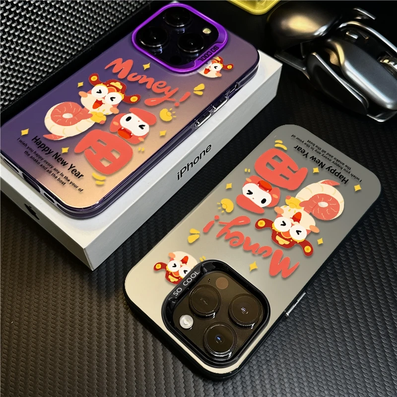 新年蛇年福适用苹果16promax手机壳iPhone15创意14保护套文字卡通