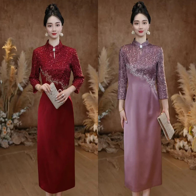 礼服裙平时可穿生日宴会聚会年轻妈妈高端婚礼刺绣高定连衣裙