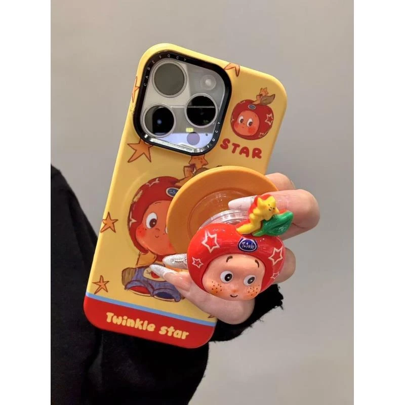 趣味乖坐苹果头套星星人磁吸支架适用iphone16prom苹果15手机壳14