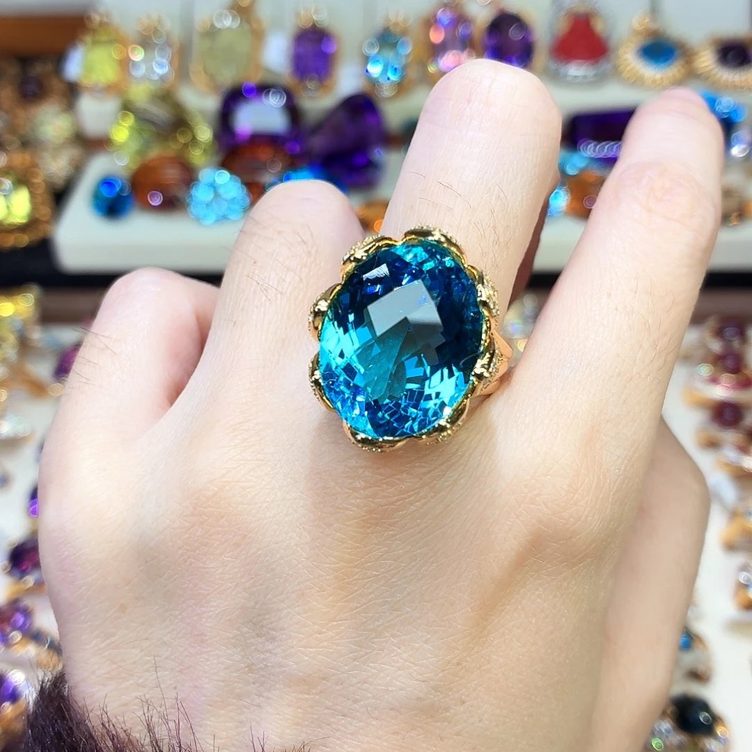 戒指银S925镶嵌托帕石