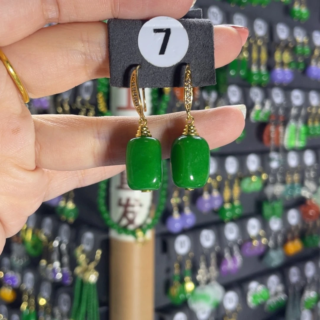 银S925镶嵌翡翠耳饰7