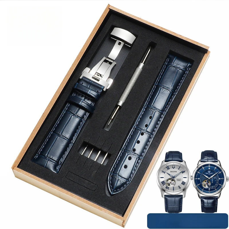 浩克表带适配格雅手表真皮牛皮蝴蝶扣/8199/78008/通用款表带20mm