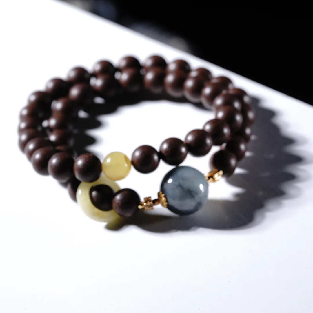 【珊木居】HXZ1116JY TO-P系列 艾附暖宫丸0.8+1.3小翡圆珠双圈手串