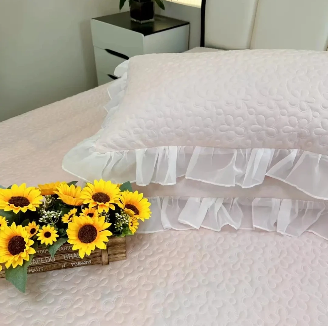 【夏款枕套】2025轻奢凉感雪绒花花边枕套w