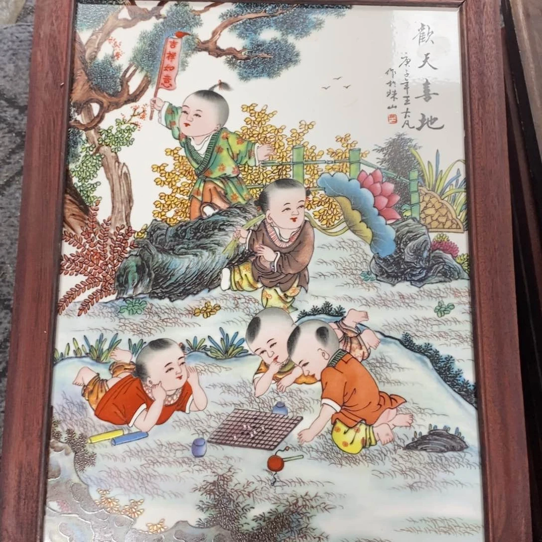 瓷片37*28 景德镇瓷板画柴窑烧制