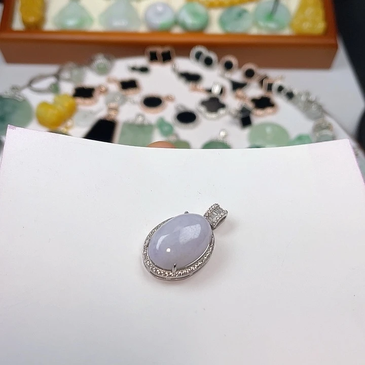 翡翠项链未镶嵌皮*紫吊坠