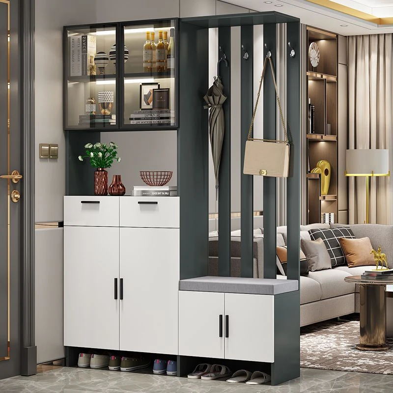 2025新款经济型玄关柜鞋柜一体家用门口靠墙门厅柜客厅隔断衣帽柜