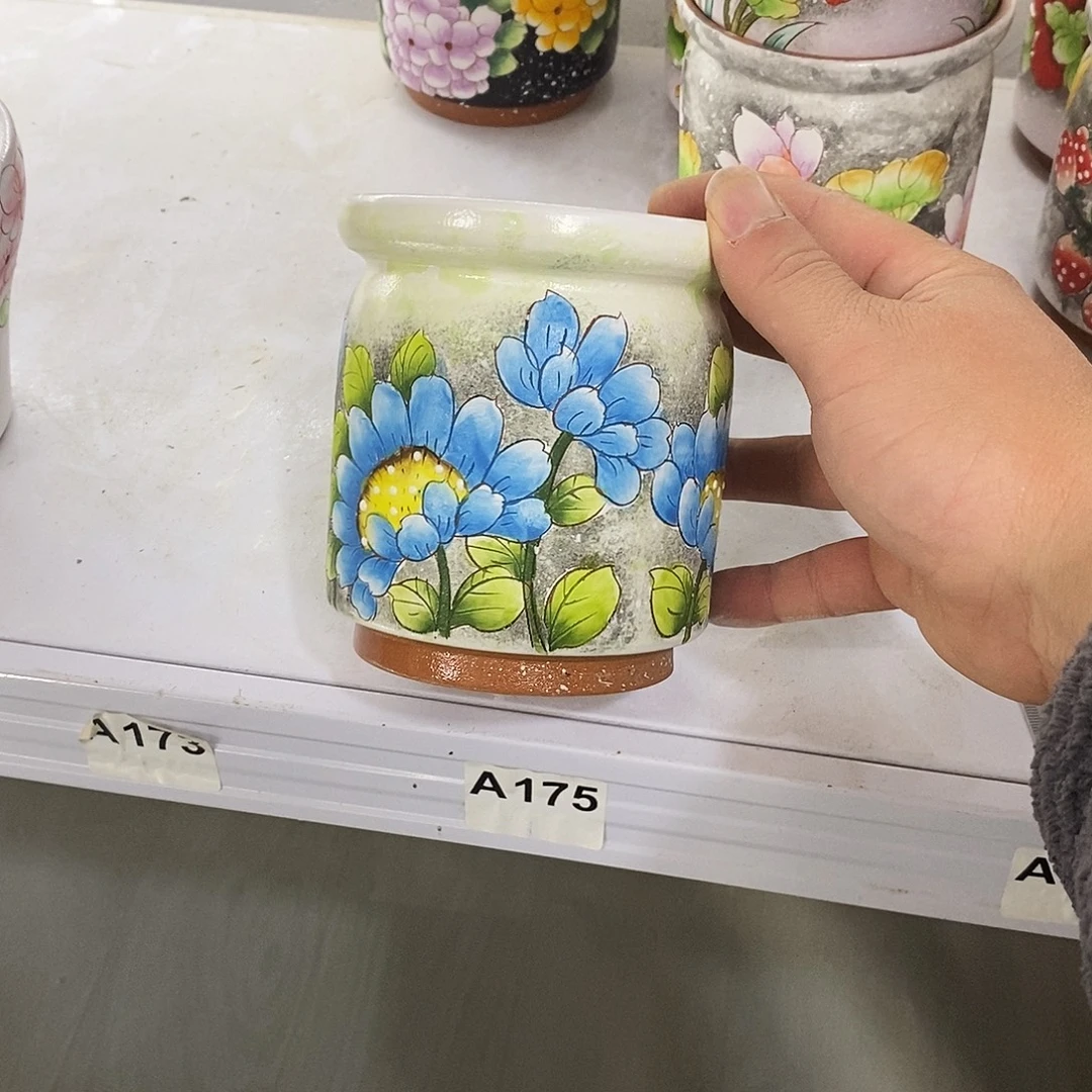 花盆紫砂手绘满28包邮