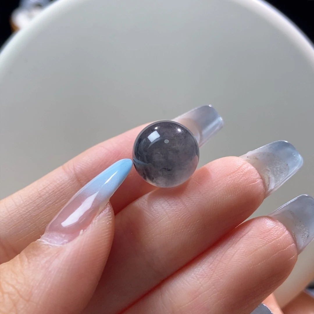 翡翠未镶嵌颈饰翡翠冰乌鸡圆珠13.23mm