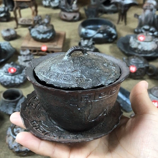 微瑕盖碗纯手工制作