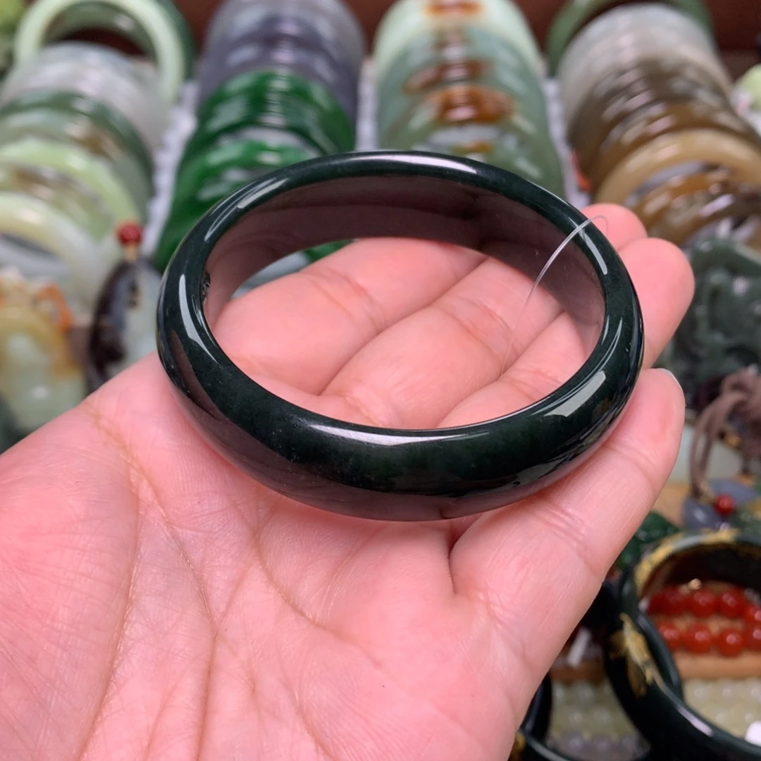 和田玉未镶嵌手镯54_55口径