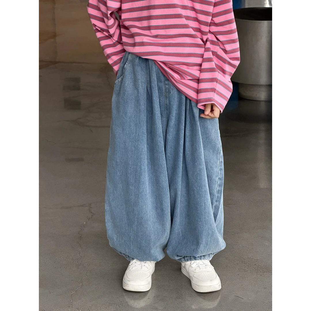 现货THE LUHAN【随性逸然】春秋宽松阔腿亲子装中大童牛仔裤25063