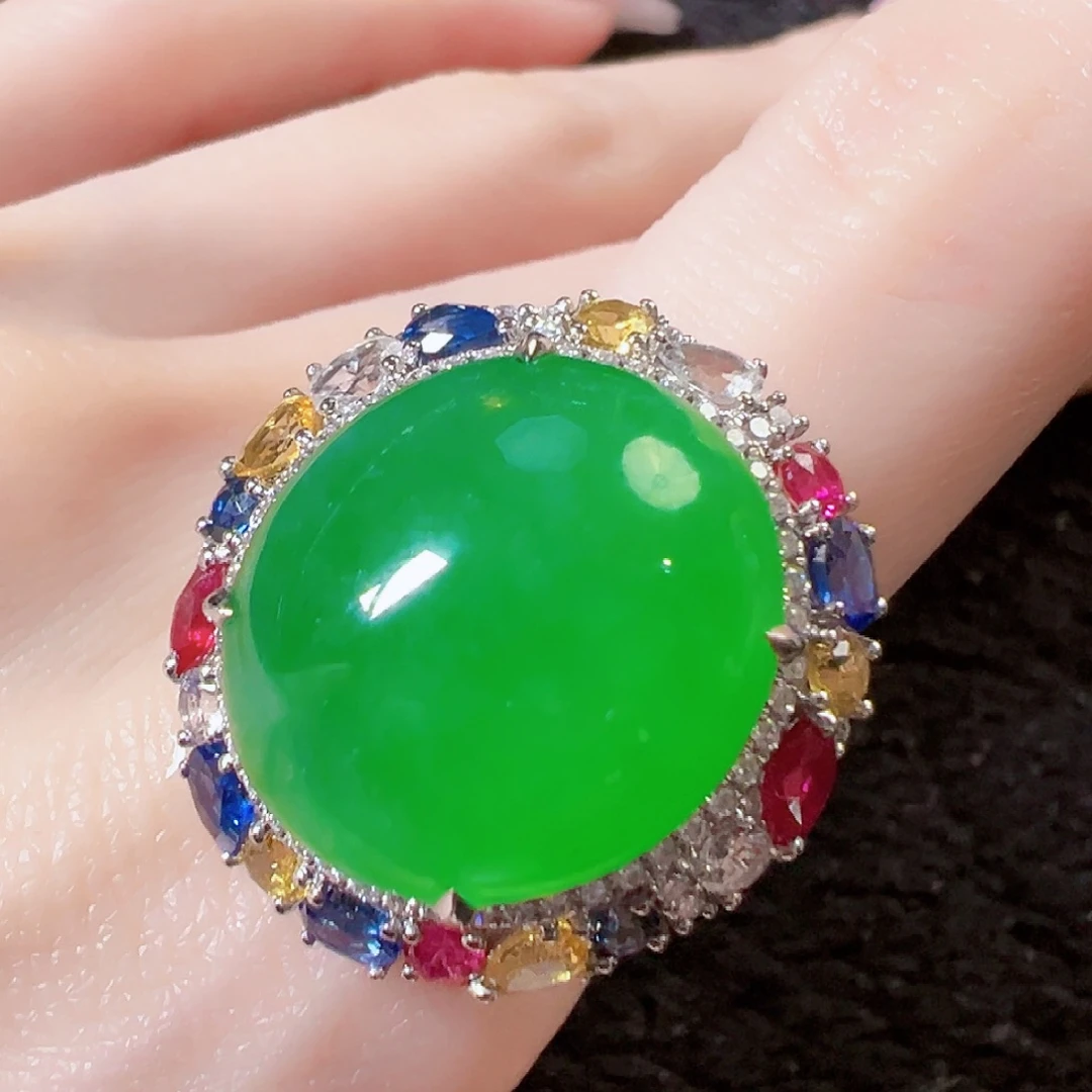 翡翠戒指18K金镶嵌签收后24小时鉴赏期，过时不退