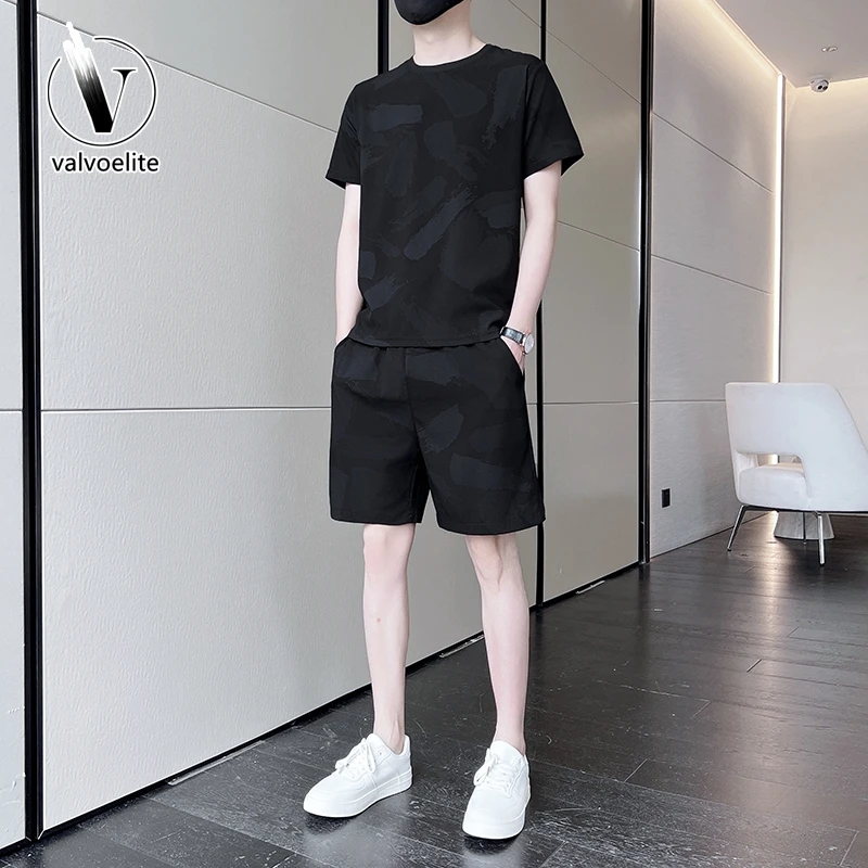VALVOELITE男夏季套装2025新款痞帅潮牌潮流短袖短裤搭配一套帅气