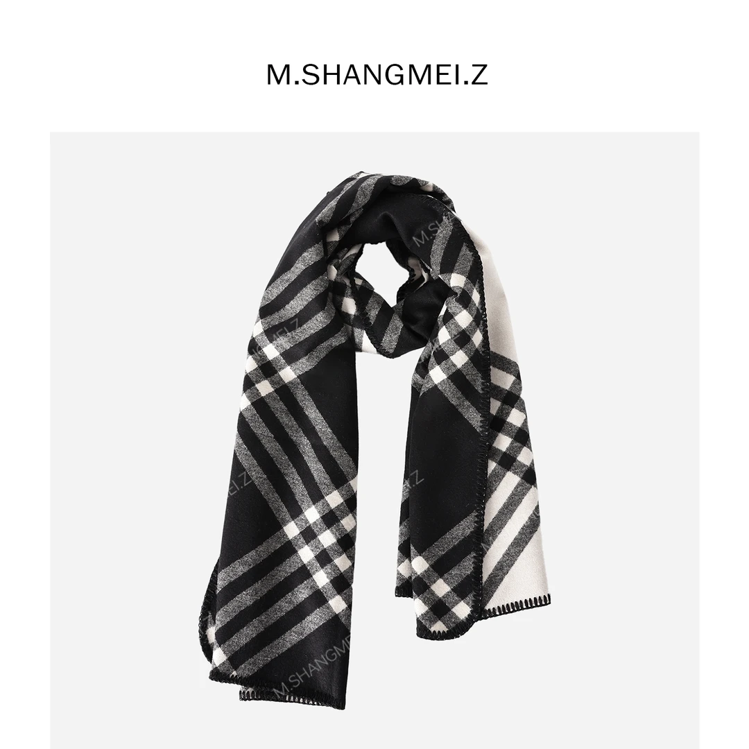 M.SHANGMEI.Z/沐熙【经典菱格】美大哥秋冬格子加厚保暖围巾F12512