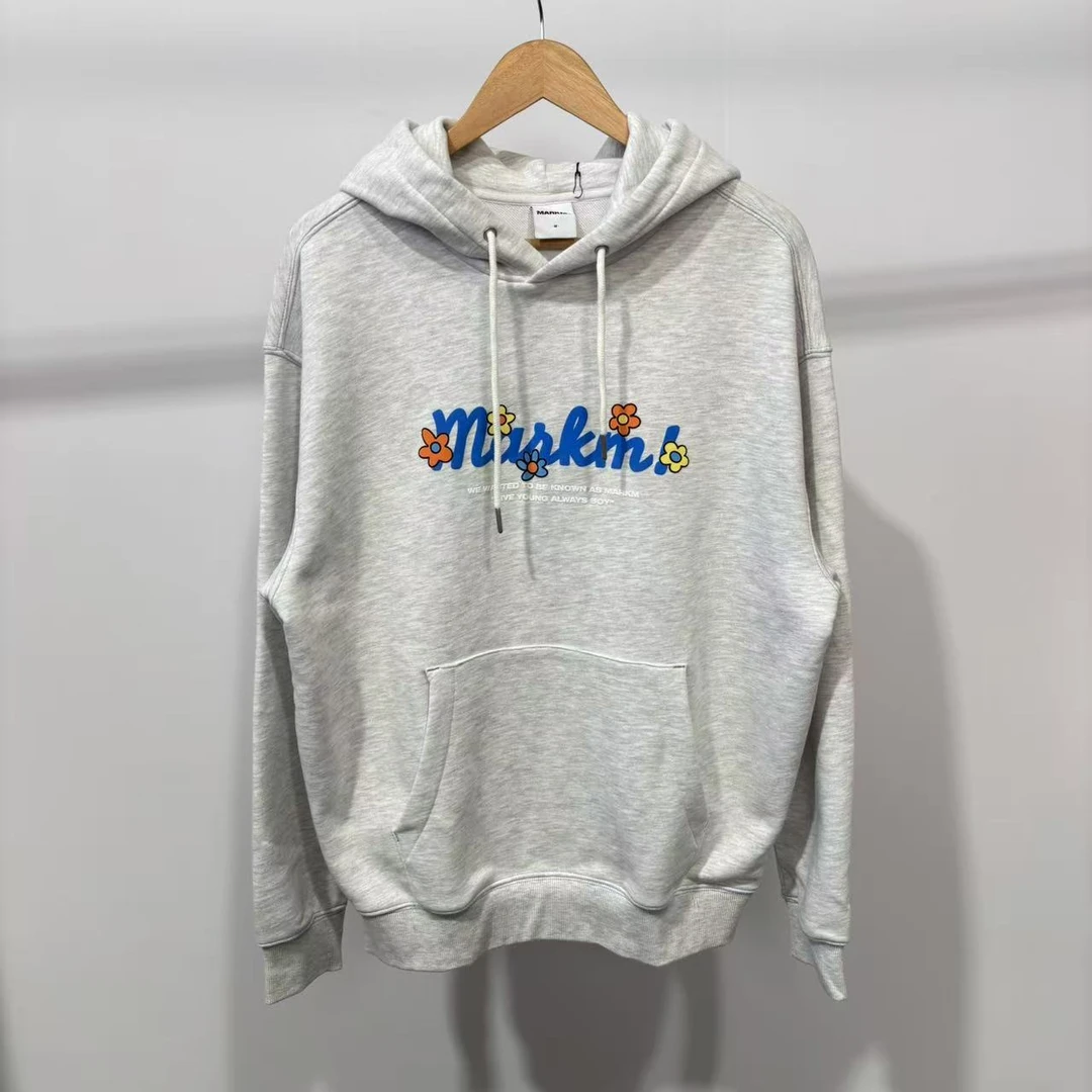 MM 韩系男款浅灰色字母印花百搭长袖连帽卫衣 MGIBA86040 86040