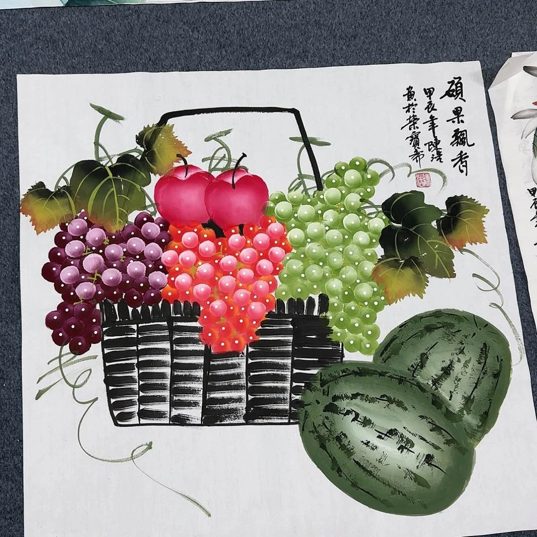 国画尺寸70X70手绘作品