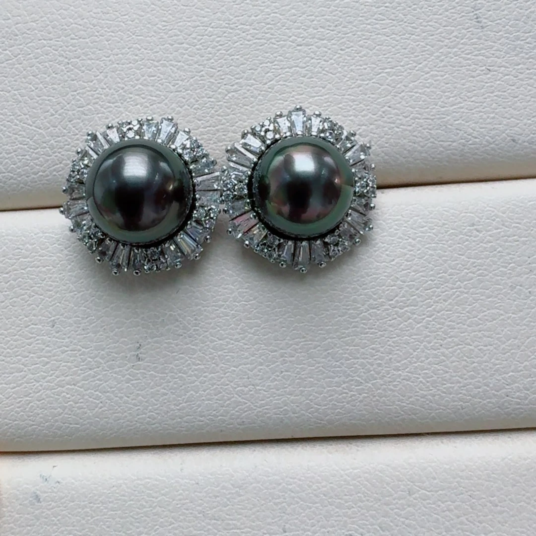 银S925镶嵌海水珍珠耳饰@@he201