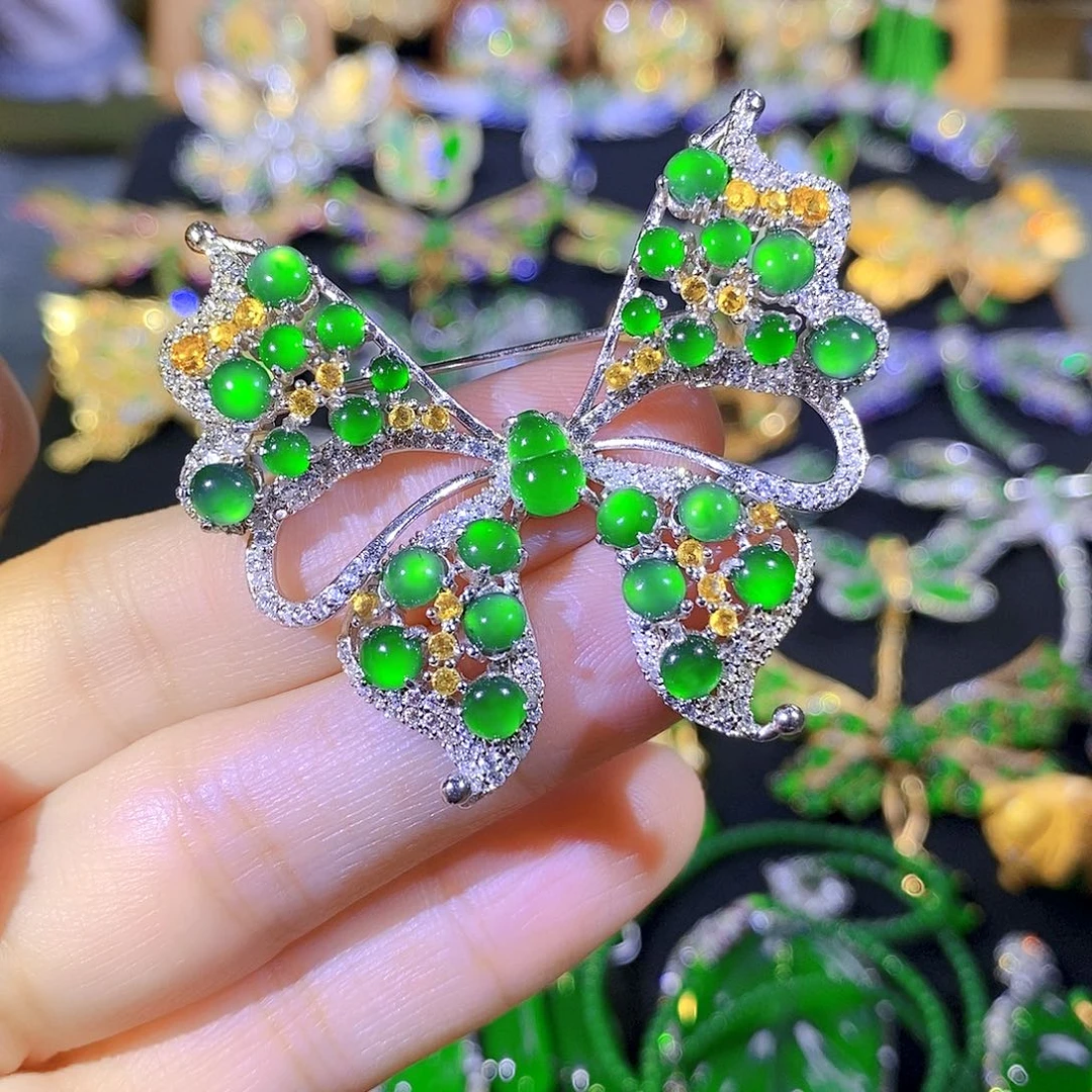 吊坠(不含链)银S925镶嵌翡翠