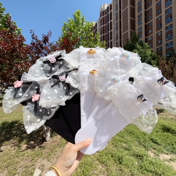 女童公主袜子夏季蕾丝花边堆堆袜库洛米洛丽塔中筒袜可爱洋气网袜