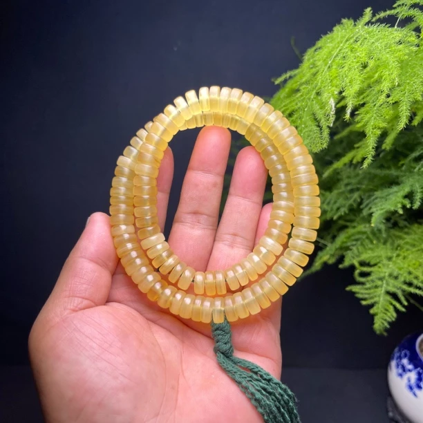 非金属珐琅项链 规格10*4 精美养殖高冰高透 小冰花羊角108脖挂