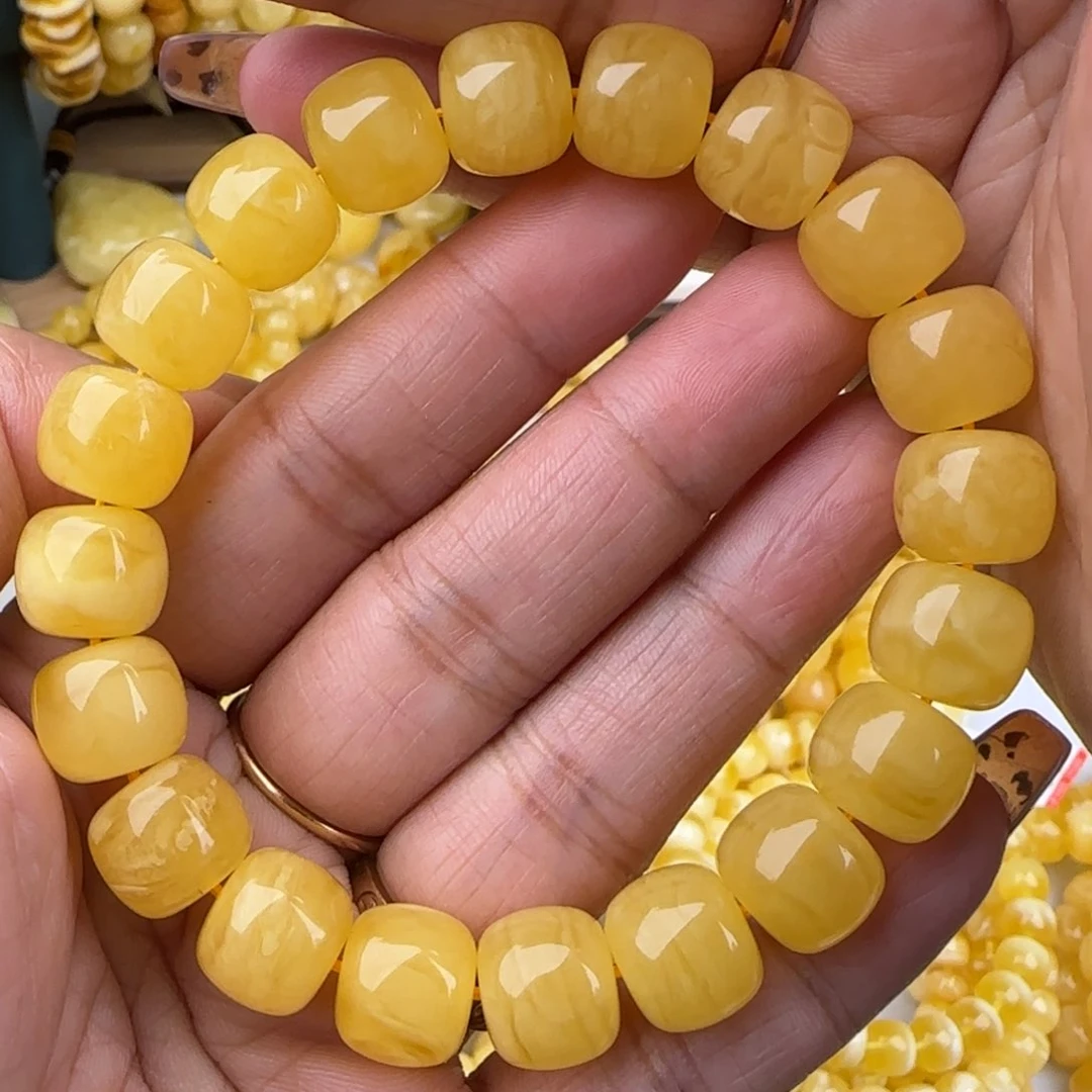 蜜蜡手链未镶嵌鸡油黄老型手串
