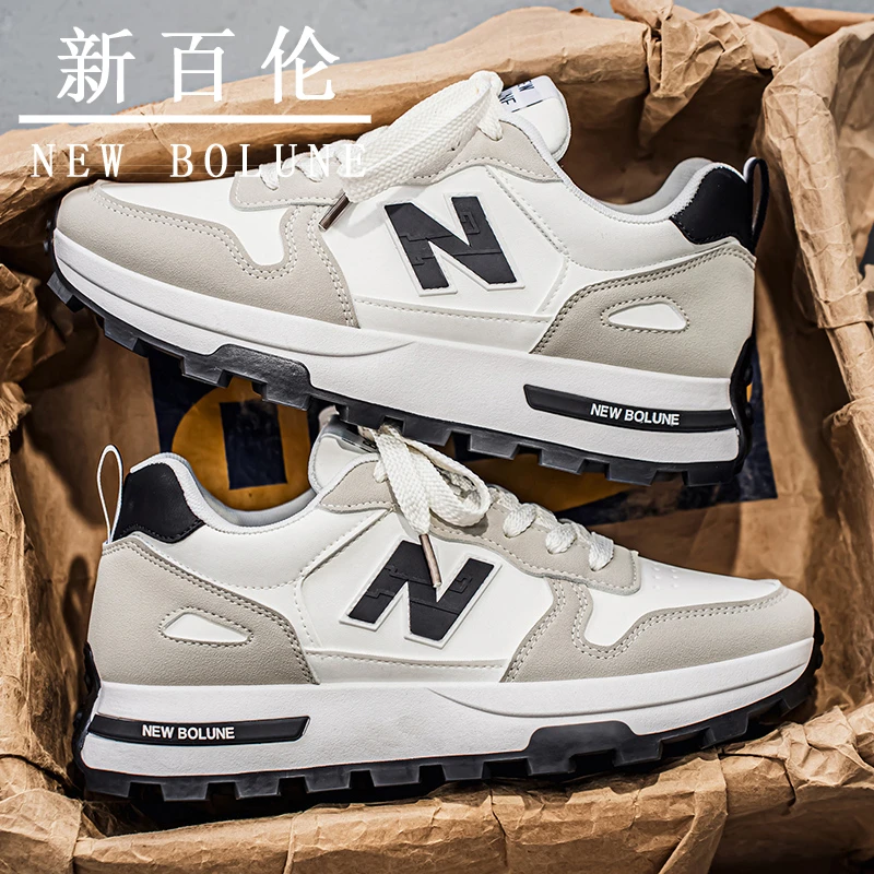 NEW BOLUNE/新百伦男鞋冬季高级感百搭休闲鞋厚底轻便跑步老爹鞋