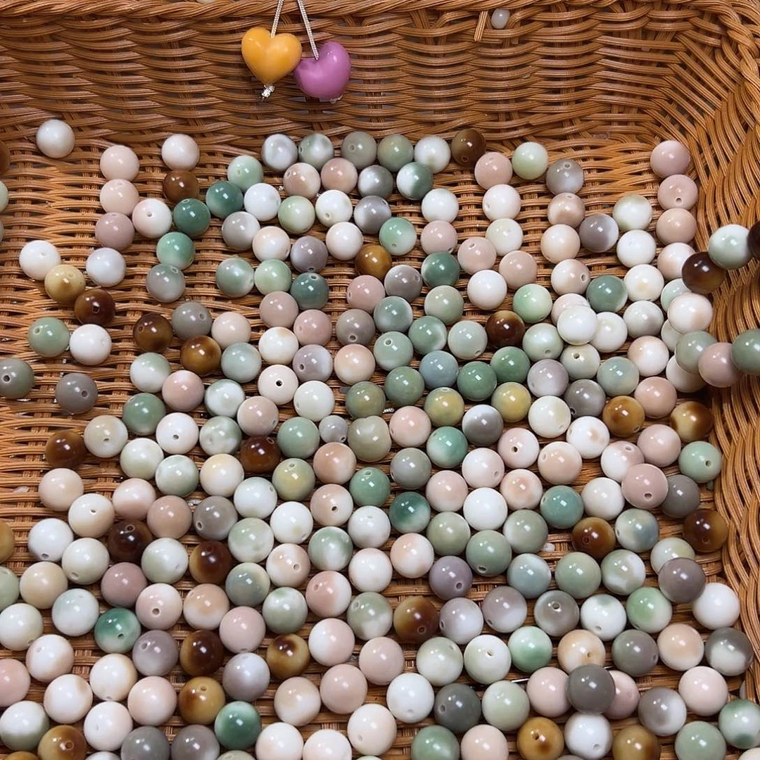 菩提根/象牙果吊坠莫奈花园圆珠100颗卡14➕