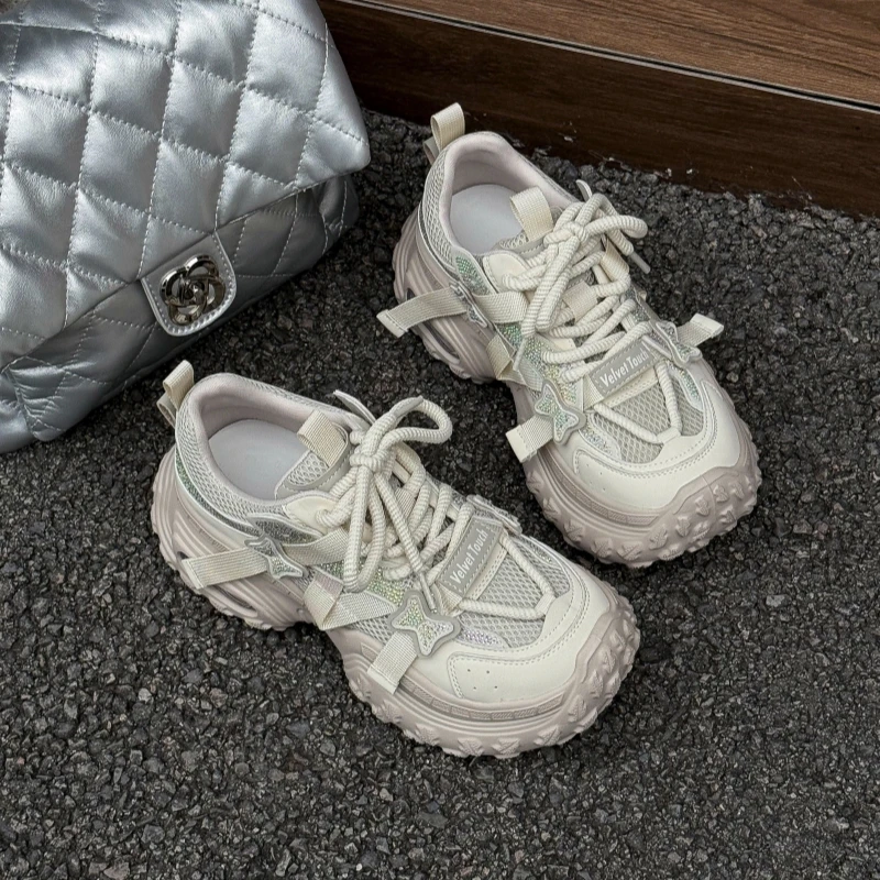 超火炸街老爹鞋女2025秋季新款小个子增高系带休闲鞋显脚小运动鞋