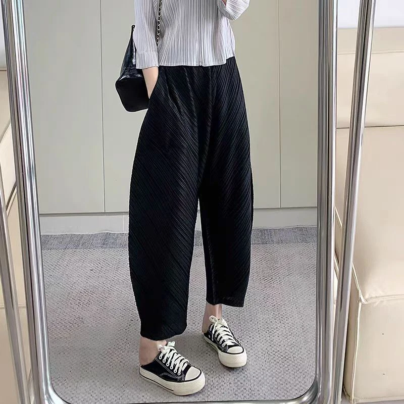 三宅褶皱显瘦KK褶皱裤子休闲裤