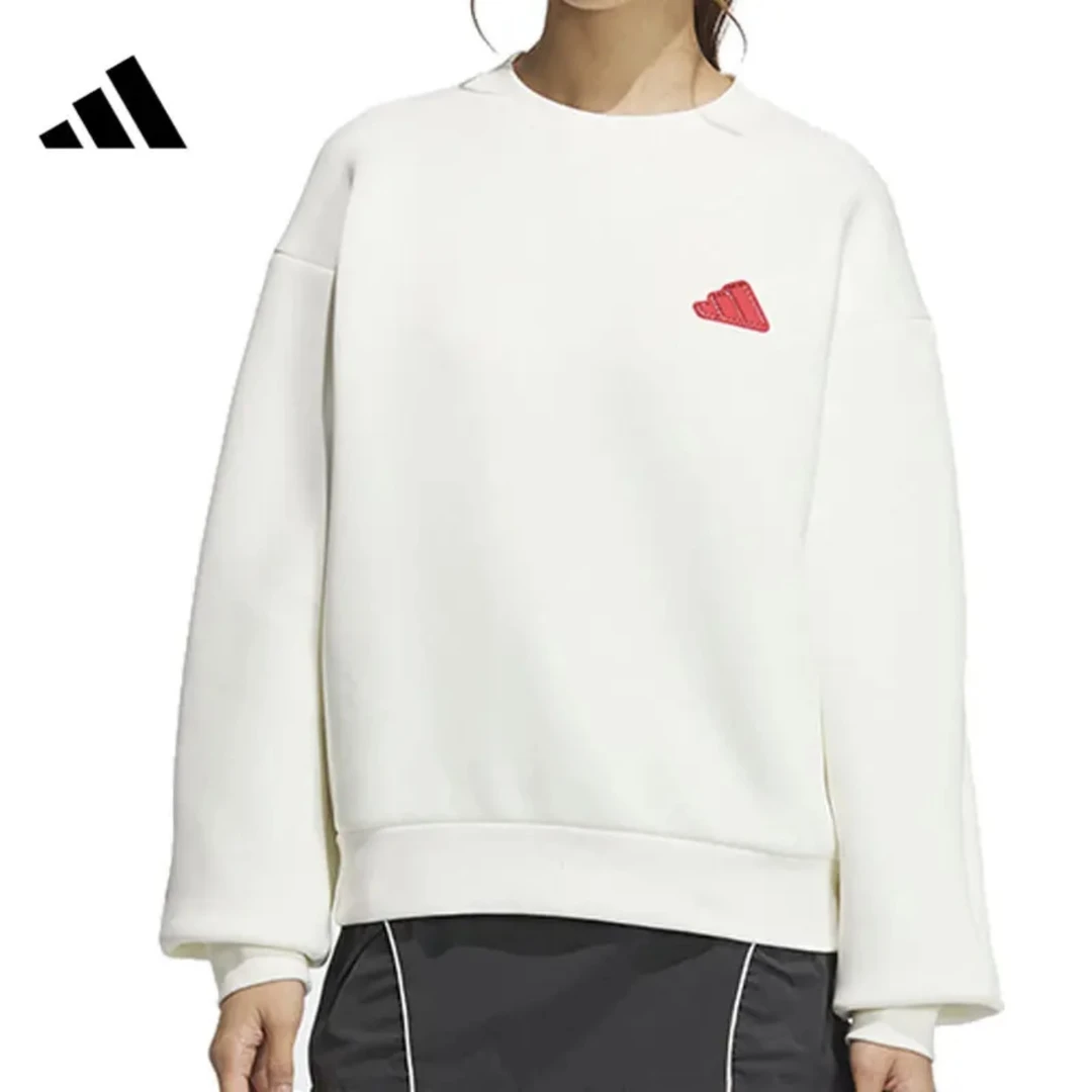 adidas/阿迪达斯卫衣女装2025新年圆领宽松运动休闲套头衫JZ1641
