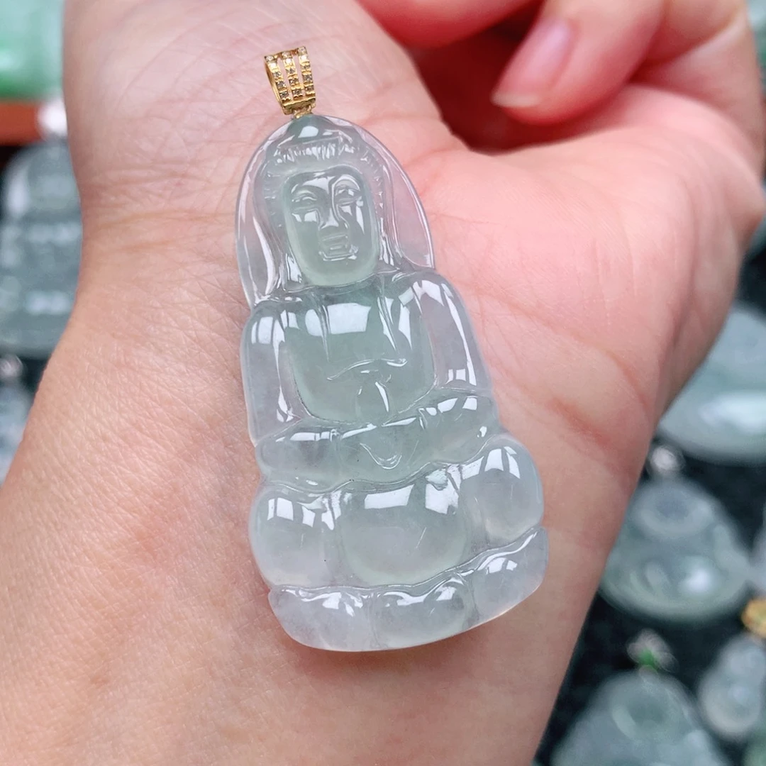 翡翠吊坠(不含链)18K金镶嵌