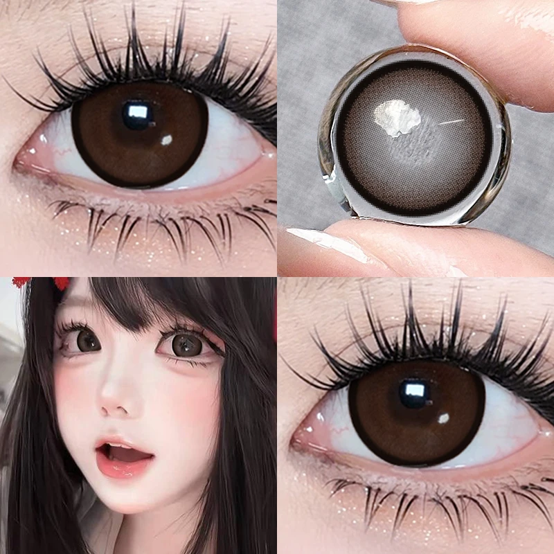 眸可水润南瓜贝果美瞳半年抛2片纯欲大直径新款彩色隐形眼镜舒适