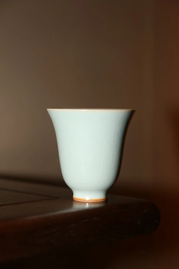 晓芳窑汝窑天青开片深钟杯