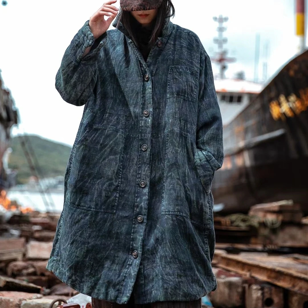 麻依者～活动价格款棉服外套～冰裂纹染色～均码款号684