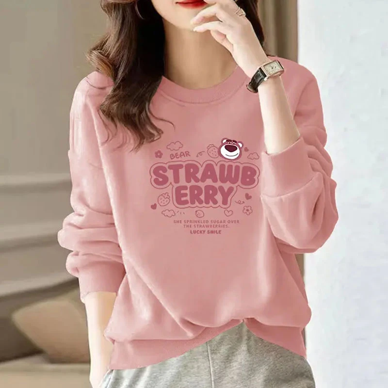 秋冬女士圆领卫衣套头男女白色百搭