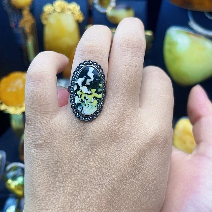 琥珀银S925镶嵌裸石