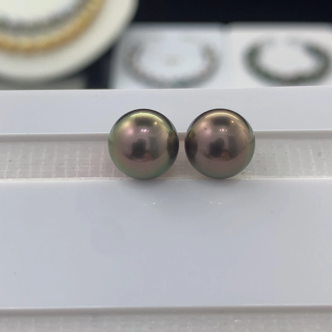 未镶嵌裸珠定制海水珍珠忘**草10+绿皮咖心对珠