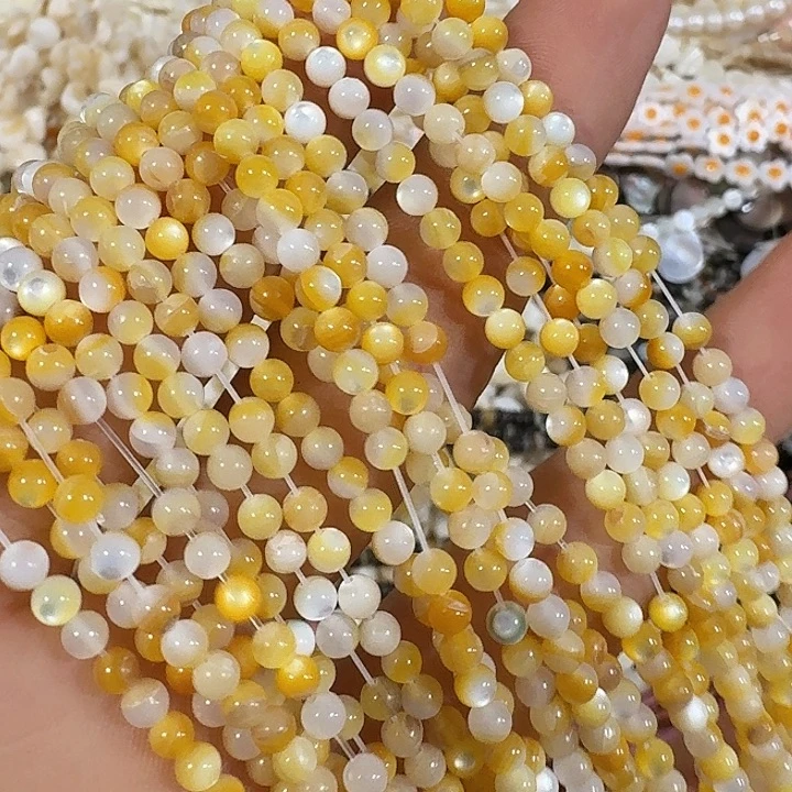 玛瑙/玉髓合金珠宝半成品一条3mm黄金贝圆珠