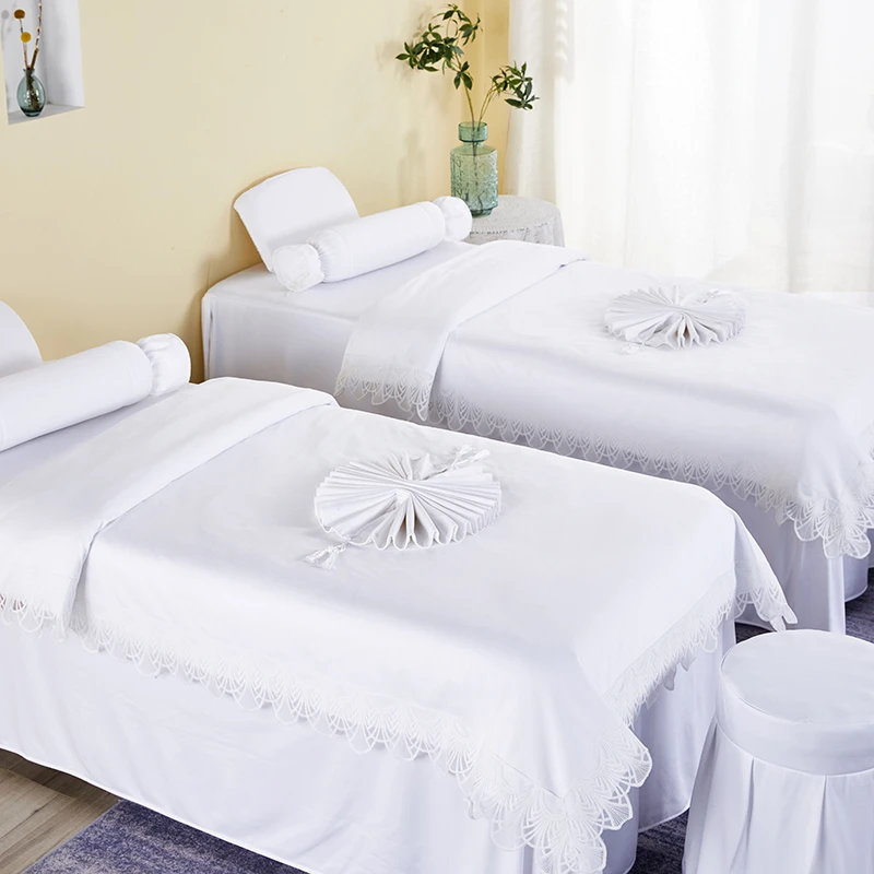 轻奢加厚纯棉美容院床罩四件套高档简约推拿床罩欧式美体按摩床