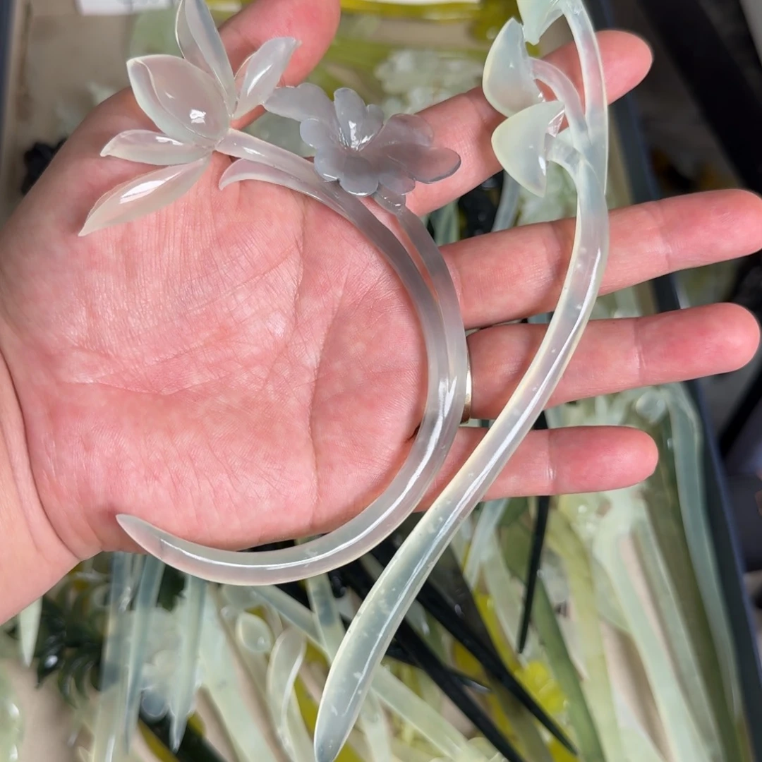 岫玉发饰未镶嵌江*月