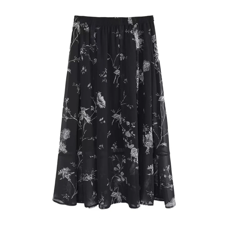 001碎花女夏半身裙夏季新款中长款高腰印花长裙显瘦裙子