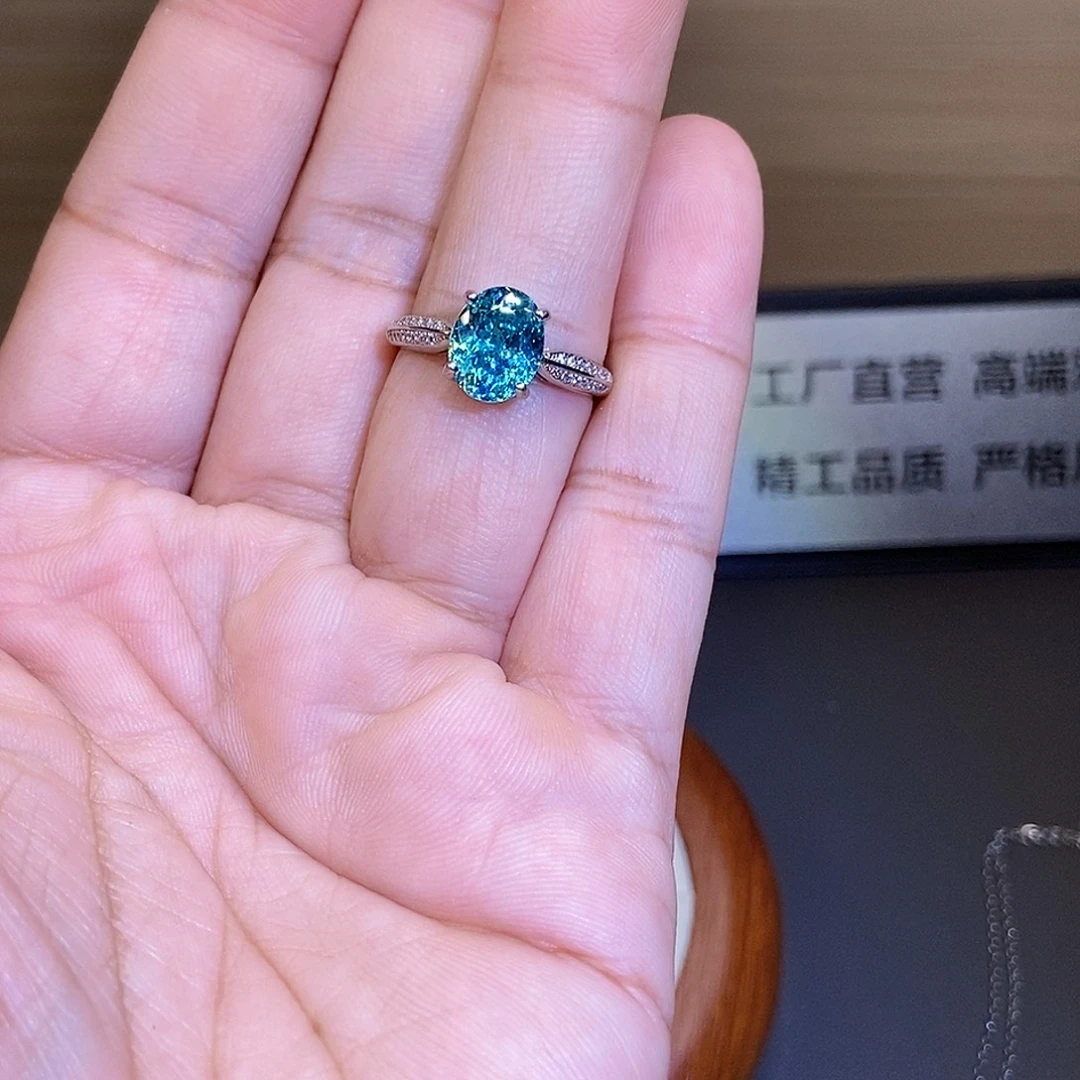 银S925镶嵌戒指碧玺