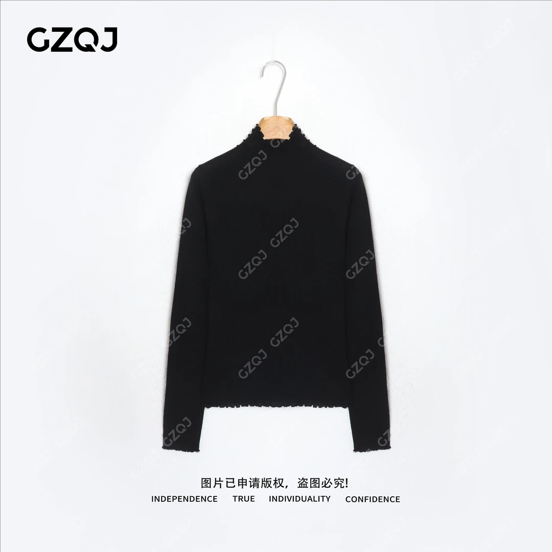 老琴私服【黑巧卷边】时尚减龄高级感保暖轻奢针织衫女冬新款 35627